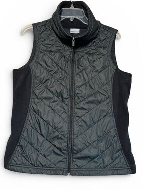 Columbia Black "Mix It Around" Hybrid Quilted Fleece Vest - Women's Size L
